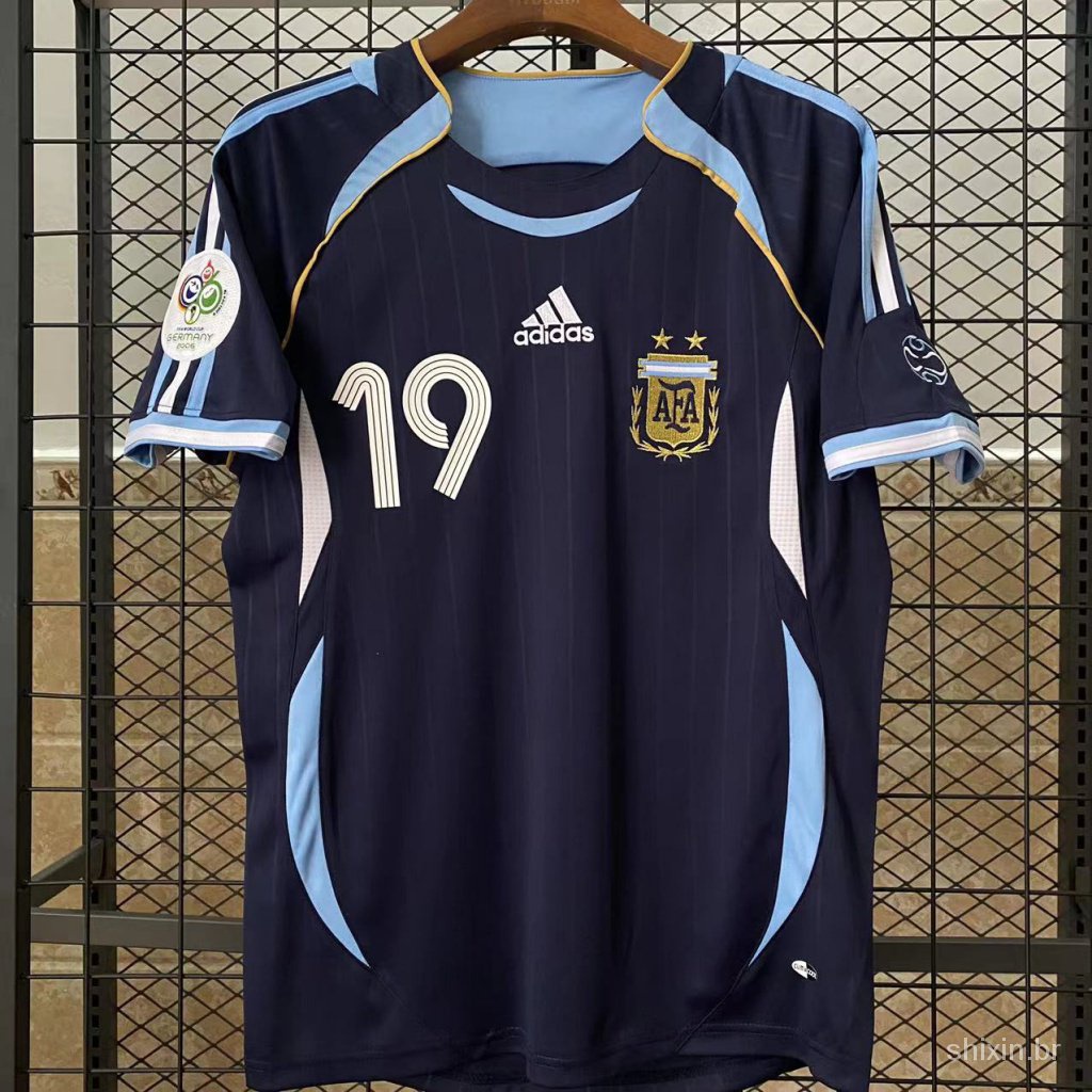 Retro 06 Argentina Fora Do Messi R3YJ kit De Camisas De Futebol