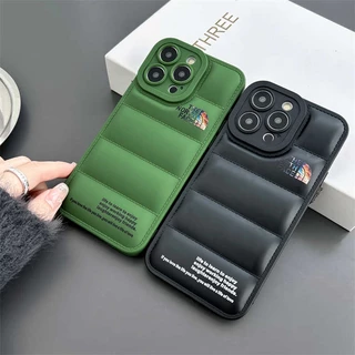 The North Face 【 Norte 】 Down Capa De Silicone Macia Para iPhone 11 12 13 14 15 Pro Max 15 Plus X XR XS 7Plus 8Plus Proteção Da Câmera Do Telefone Anti-Queda