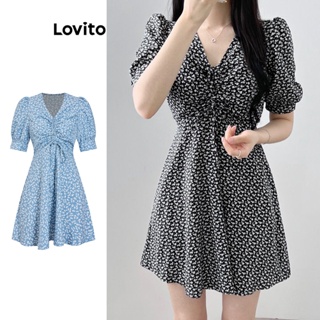 Lovito Vestido Boho Ditsy Floral Com Renda Para Mulheres L74ED193