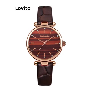 Lovito Relógio Casual Simples Redondo De Strass Pu Quartzo Para Mulheres LFA11686