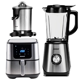 Kit Fritadeira Elétrica Sem Óleo Air Fryer Liquidificador Espremedor de Frutas Refeição Mais Saudável Com Praticidade