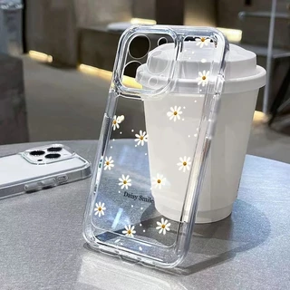 Estojo Telefônico Para Samsung Galaxy S23 FE S21 S22 Ultra S23 S24 Plus S20 S21 Nota 20 Capa De Flores Crisântemo Pequeno Transparente