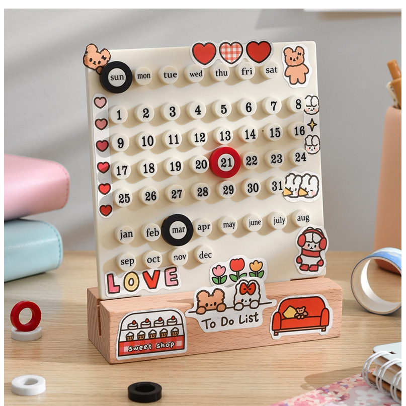 PRONTO ENTREGA! Calendário de mesa com anel diy, enfeites de mesa, cartão de lembrete de contagem regressiva