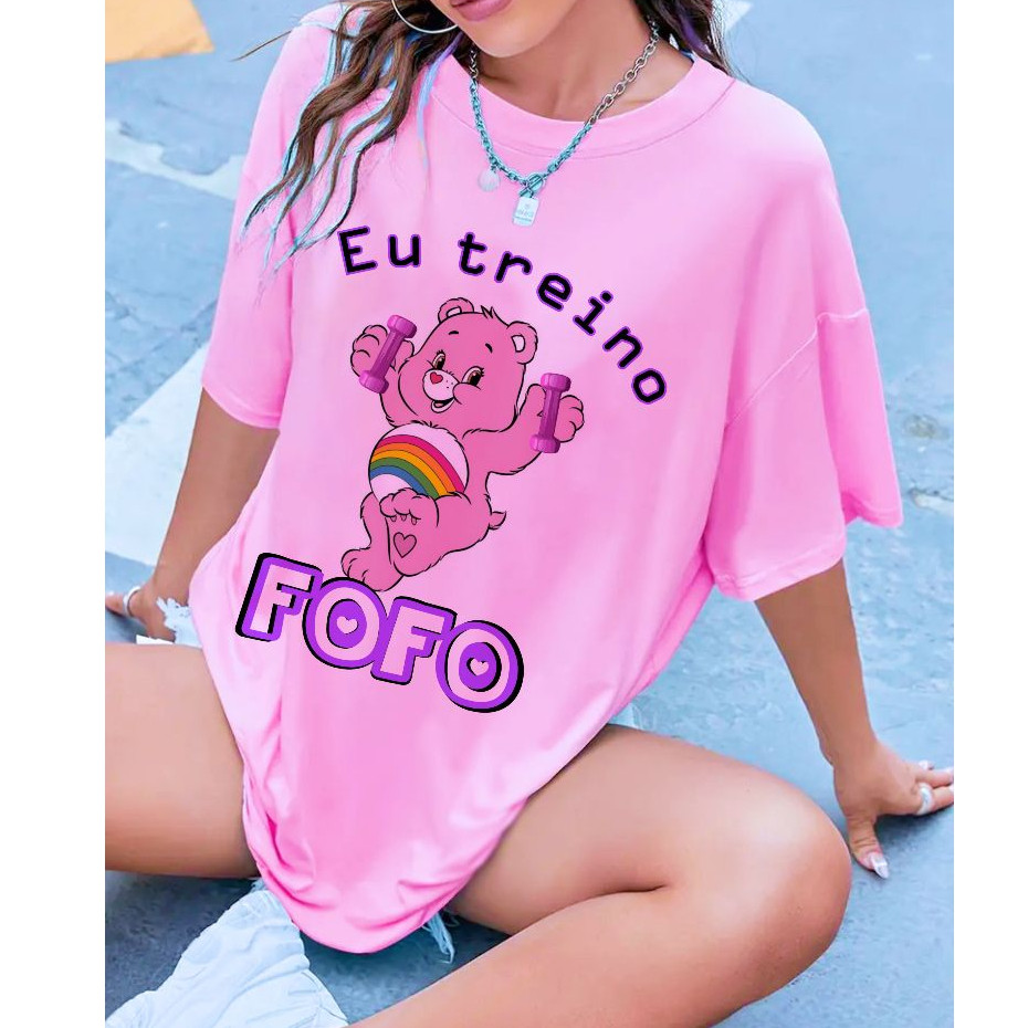 Camiseta Premium 100% Algodão Academia Eu Treino Fofo Ursinhos Carinhosos Envio Imediato