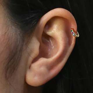 Piercing 4 Pedras Cravejado em Zircônia (Banho Ouro) em Oferta na Shopee