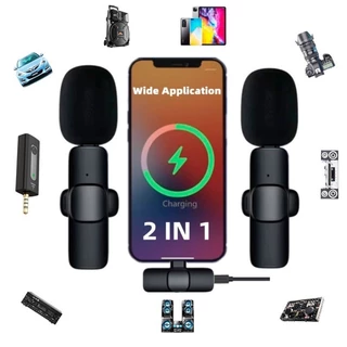 Microfone Lapela Para Celular 2 em 1 Wireless Sem Fio Compatível IOS em Oferta na Shopee