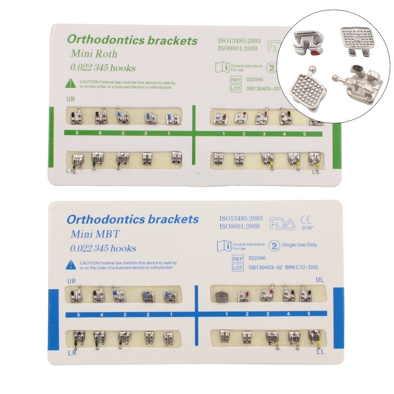 20 Paquets De Supports Dentaires Ortho Métal Mini Roth .022 - Pour Fils D'arc Niti