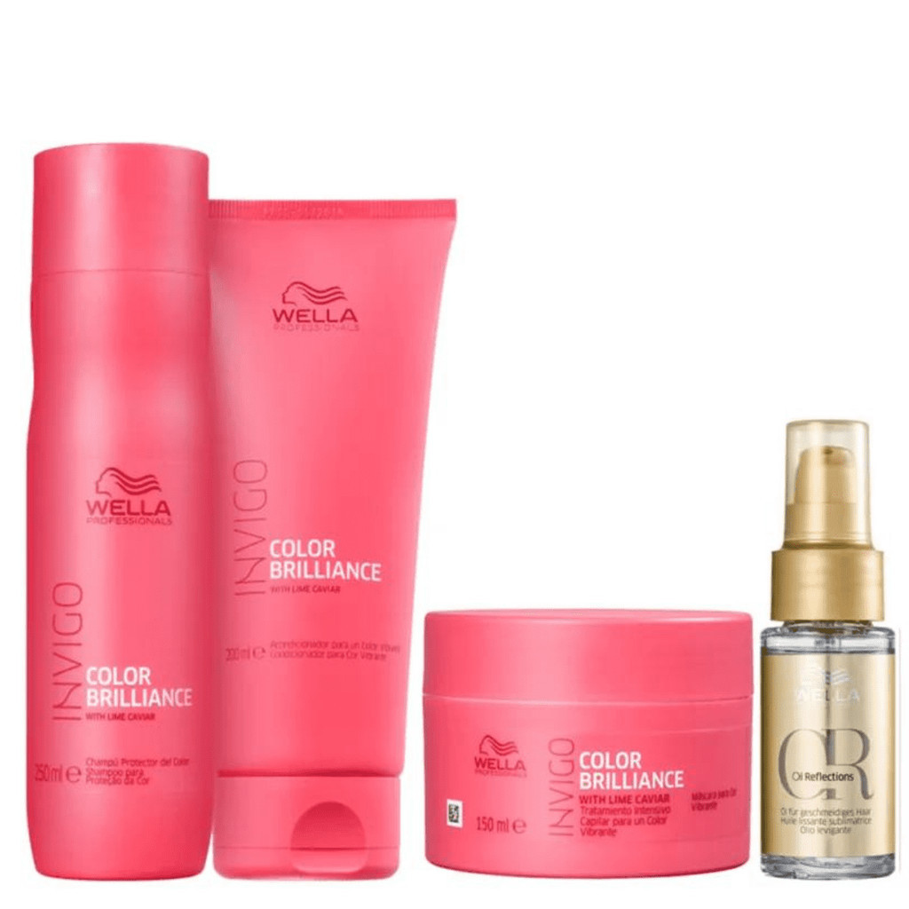 Kit Brilliance Shampoo Cond Máscara e Oil Reflections - Wella em Oferta na Shopee