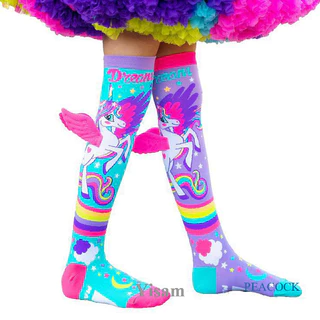 Meias Yisam Cute Socks Baby Girls Kids Over Knee Long Magical Unicórnio Com Asa Respirável Tamanho S