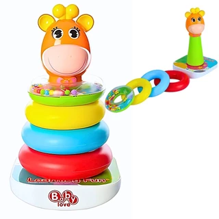 Brinquedo Infantil de Empilhar Argolas Coloridas Girafa - Castela