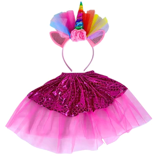 Fantasia Infantil com Tiara de Unicornio Rosa Escuro - Castela