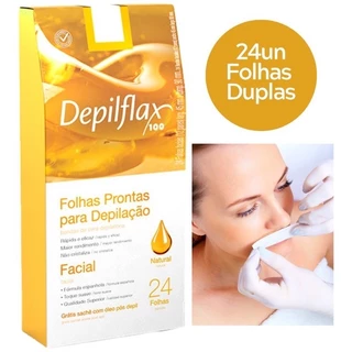 Experimente a Eficiência 24 Folhas Prontas Natural. Depilação Facial Depilflax. Rápidas/Eficientes.