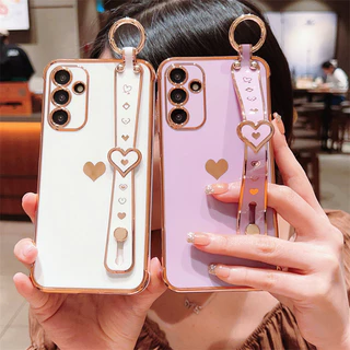 Para Samsung Galaxy A55 A35 A35 A24 A25 A15 A14 A13 5G A54 A53 A52 A34 A23 A52 A33 A12 Capa Da De Silicone O Pulso Com Padrão De Coração