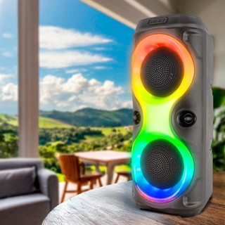 Caixa De Som Multimidia Sem Fio Com Led RGB Portátil FM USB TWS 50W Xtrad