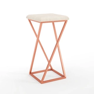 Banqueta Z Média 60cm com Armação de Metal Rose Gold com Assento