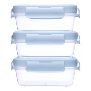 Kit 3 Potinhos Herméticos Azul 100ml com Tampa e Trava 18057 - Buba