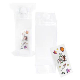 Kit 2 Garrafas de Acrílico 1L Caixa Transparente de Leite Suco Água Chá Gelo Retangular Livre de BPA p/ Geladeira