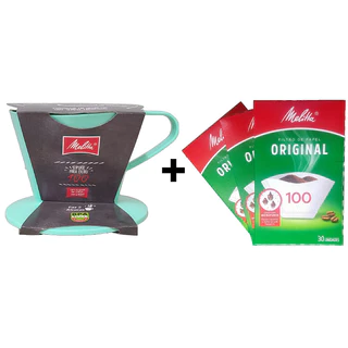 Kit 3 cx Filtro Papel e 1 Suporte Melitta nº100 Verde Claro