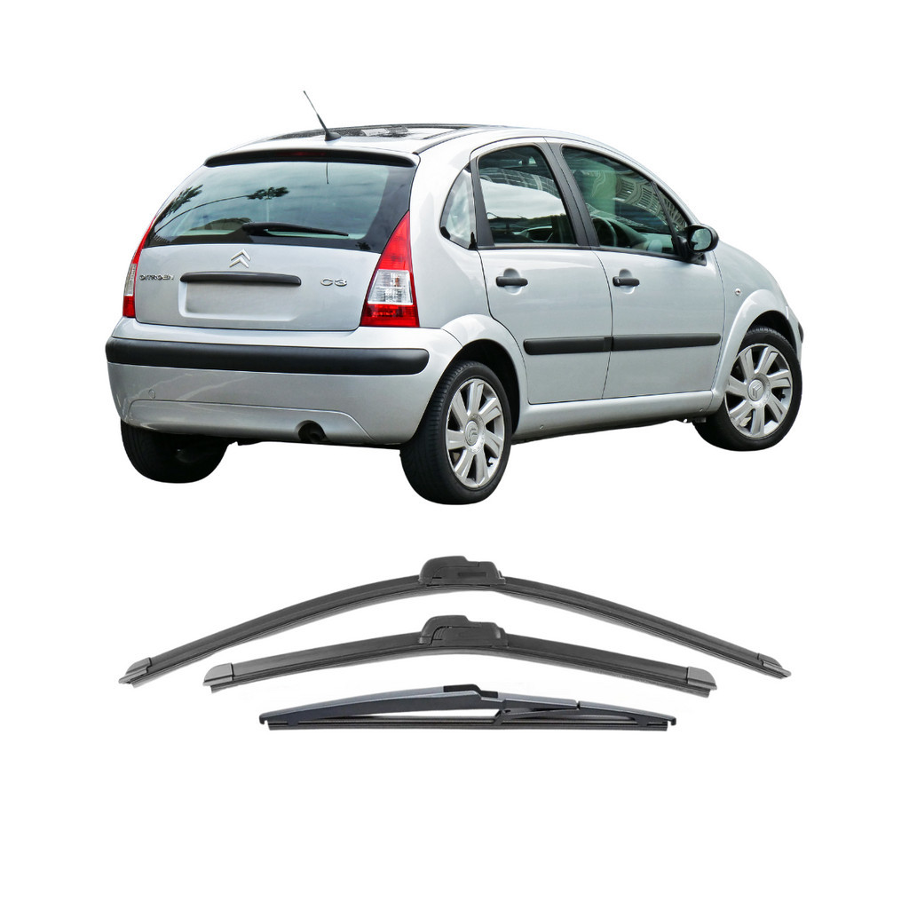 Kit de 3 Palhetas Citroen C3 2002 2003 2004 2005 2006 2007 2008 2009 2010 Limpador de parabrisa