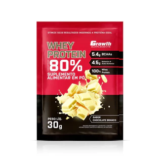 1x 80% WHEY PROTEIN CONCENTRADO Sachês de 30g cada - Growth Suplementos Chocolate Branco
