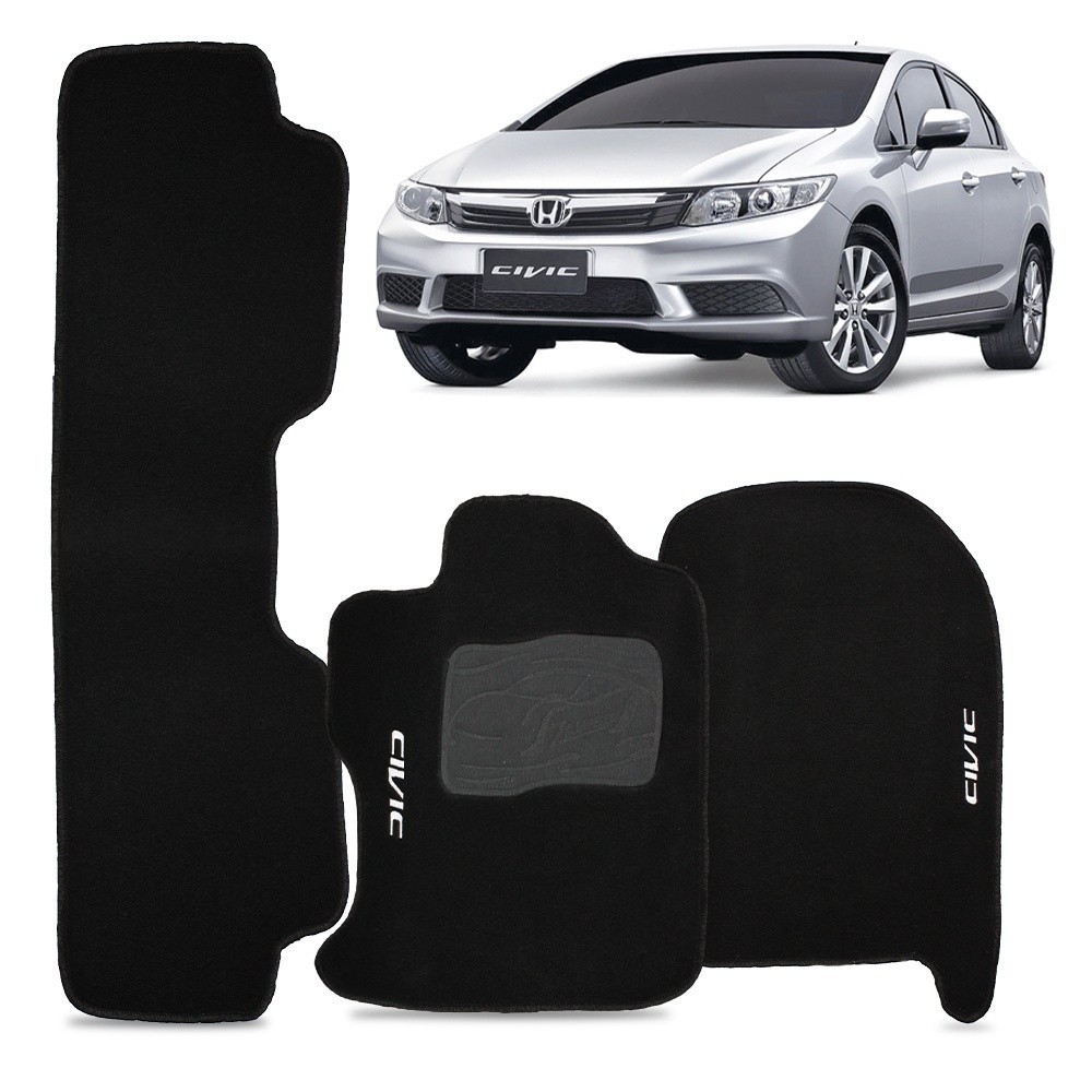 Jogo Tapete New Civic G8 2007/ 2013 Preto 3 Peças Conforto para Seu ...