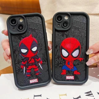 Capa Preta Fosca TPU Anime Série Homem Aranha Para iPhone 11 12 13 14 15 Pro Max XR XS 6 7 8 Plus À Prova De Choque