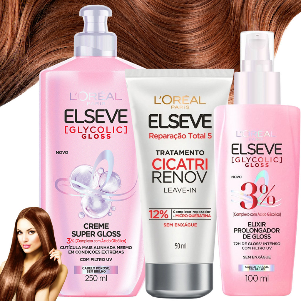 Kit Elseve Reparação Total Glycolic Gloss Elixir Cicatri | Shopee Brasil