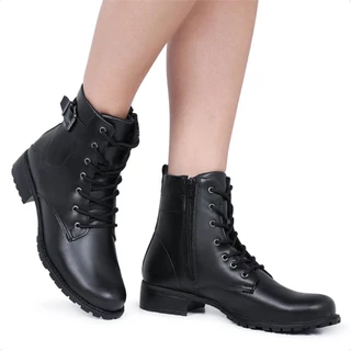 Coturno Feminino Bota Cano Curto Preta