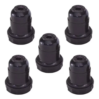 Kit 5 Soquete Bocal para Lâmpada Pendente e Abajur Preto E27 Bivolt Decorlux