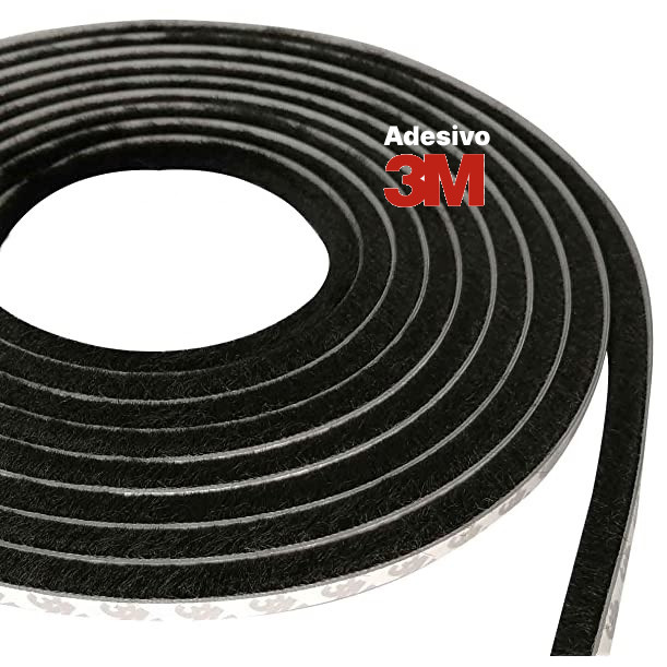 Fita Veda Fresta Adesivo 3M - Escovinha Vedação para Porta E Janela - 7mmx10mm - Youtek