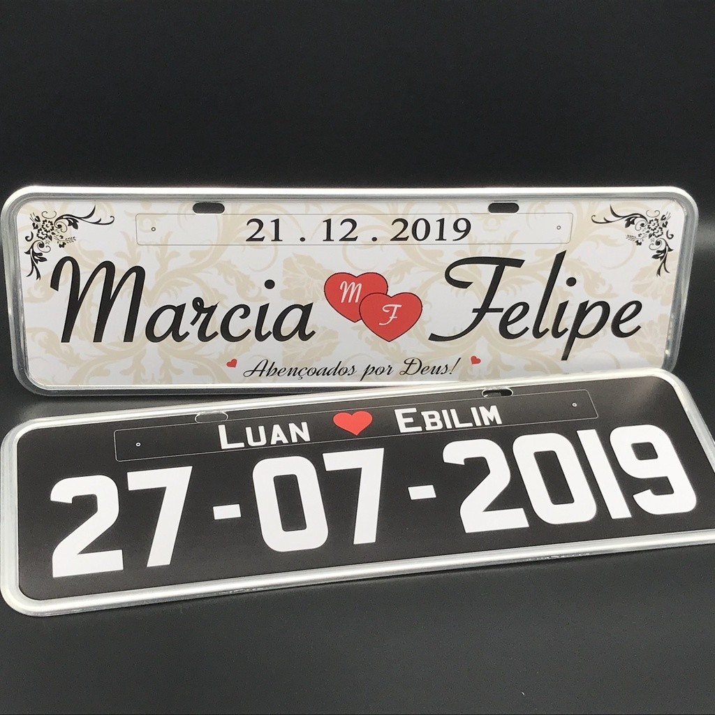 PLACA Personalizada de Carro em Aço decorativa CASAMENTO, lembrancinhas ...