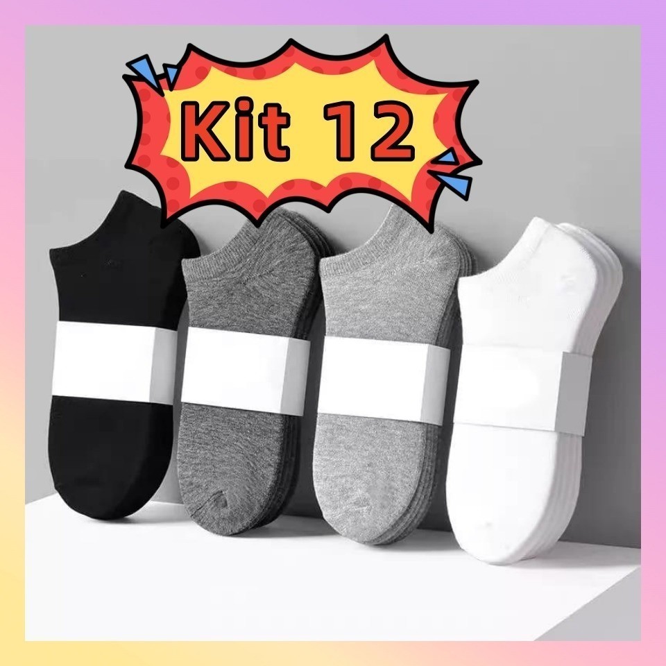 Kit 12 Pares De Meia Soquetes Unisex ótima qualidade