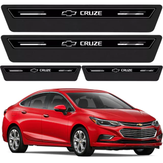 Kit 8 Pçs Soleiras Platinum Proteção Porta GM Cruze Hatch Sedan 2019 20 21 22 23