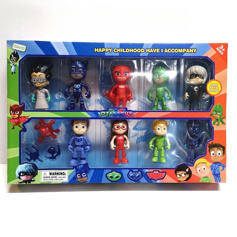 9Pcs/set Máscaras PJ Kids Toys Catboy Gekko Owlette Embalagem Original Presente De Aniversário Para Crianças