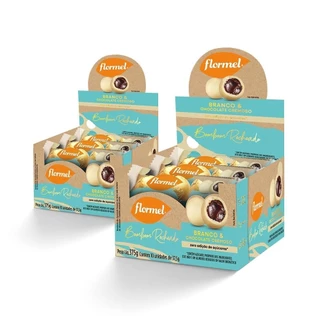 Kit Bombom Branco Com Recheio De Chocolate Flormel 37,5G 2 Caixas Com 10 Unidades
