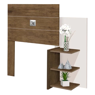 Cabeceira Para Cama Box Solteiro Com Prateleiras Acapulco Jequitibá/Off White J&A