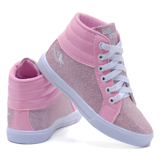 Tênis Infantil Rosa Feminino Botinha Cano Medio 19 ao 34