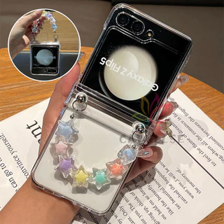 Pulseira Estrela Corrente Dura PC Transparente Caixa Do Telefone Z Flip 5 4 3 Slim Fugg Hinge Shockproof Tampa Traseira Flip5 Flip4