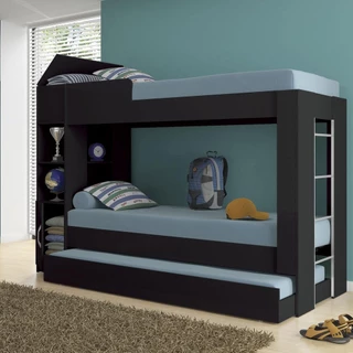 Beliche Cama Aux C/ 3 Colchões Ditália Treliche CM-15 Preto