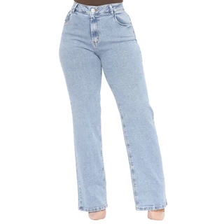 Calça Jeans Feminina Reta com Strass