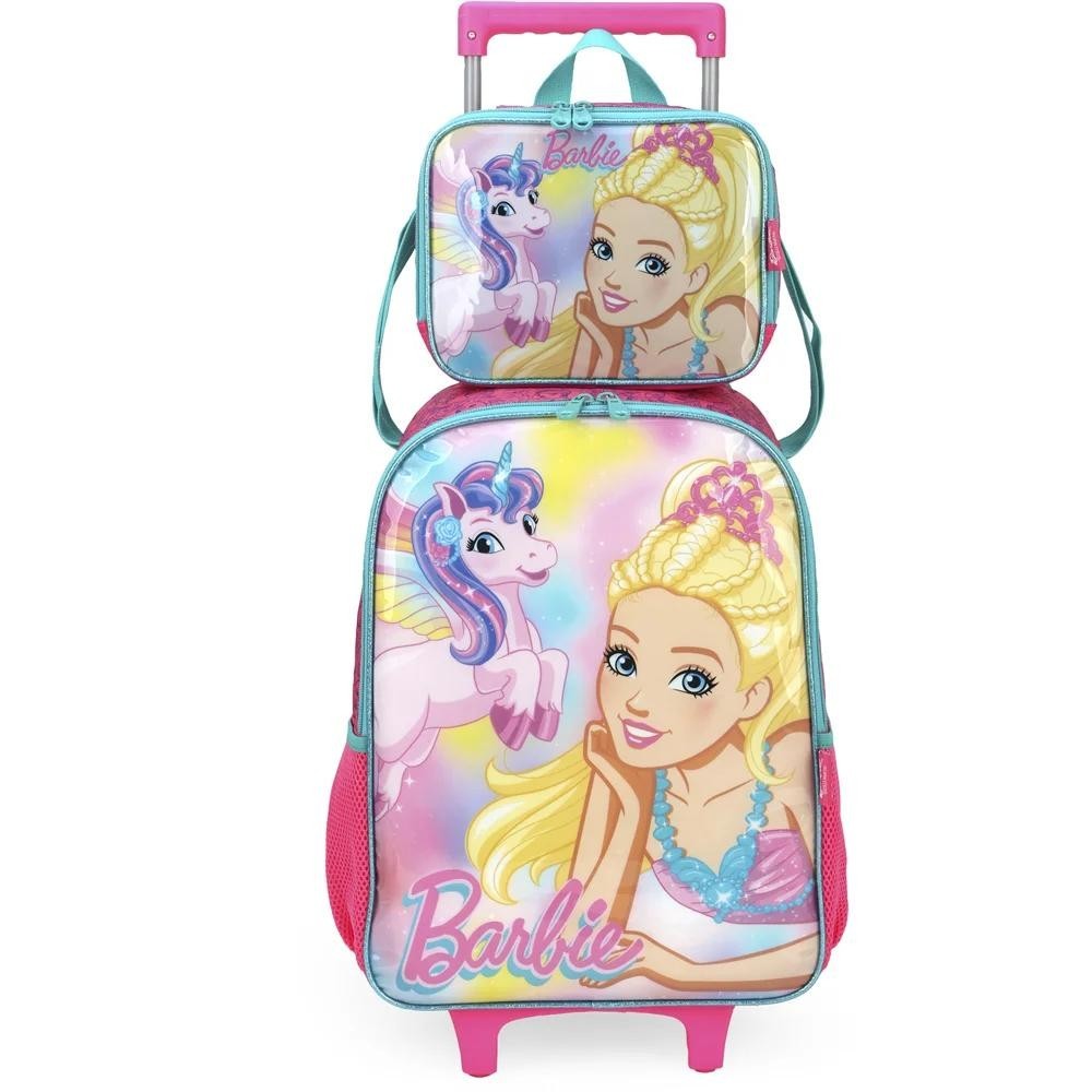Kit Mochila de Rodinhas e Lancheira Luxcel Barbie Pink | Shopee Brasil