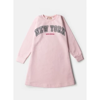 Vestido Infantil Feminino Moletom New York Rosa 0139 - Laluna