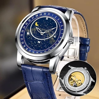 Relógio De Moda Masculino Blue Night Sky Dial Quartzo Automático À Prova D'água Luminoso