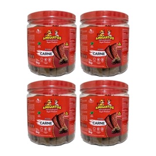 Kit Bifinho para Cães Super Premium Sabor Carne Pote 1Kg com 4un Amiguitos em Oferta na Shopee