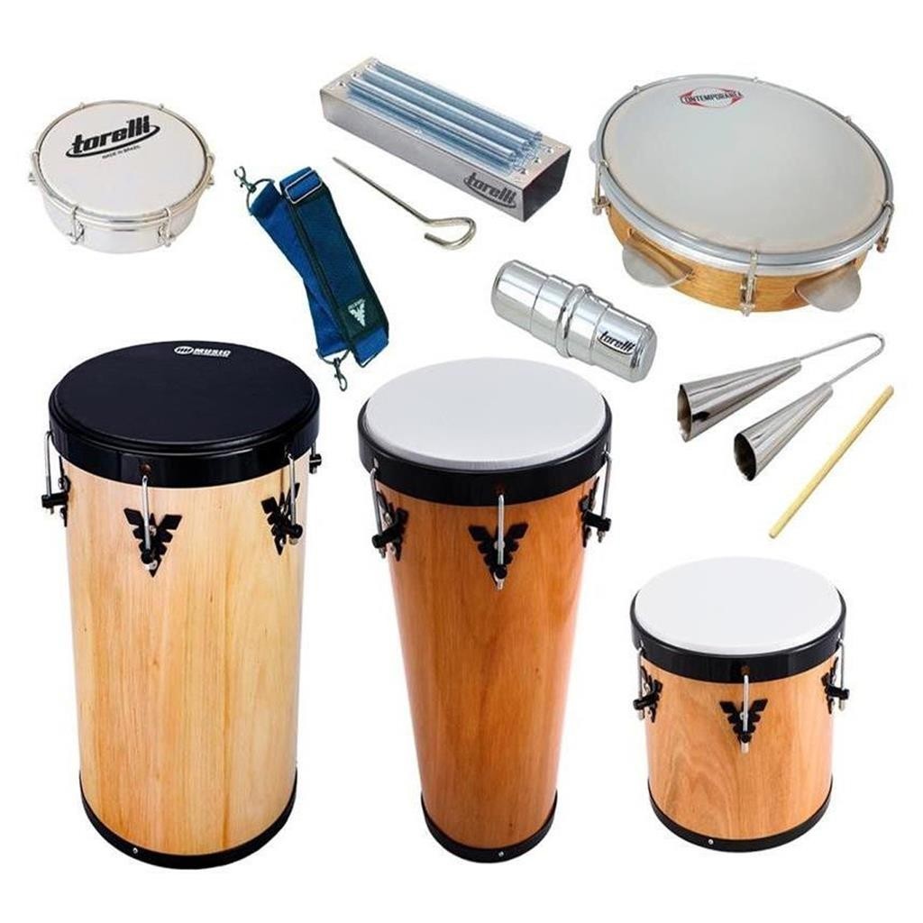 Kit Samba Timba + Rebolo + Pandeiro + Reco + Tamborim + Repique + Agogô ...