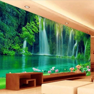 Papel De Parede Cachoeira Moderna Natureza Murais Para Sala De Estar TV Sofá Fundo Papéis Decoração De Casa