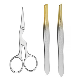 Kit pinça fina + pinça chanfrada + Tesoura aço inox Enox