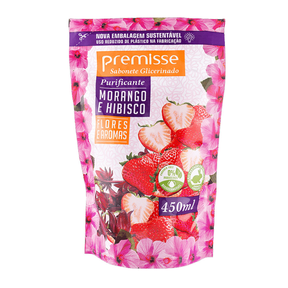 Sabonete Premisse Morango e Hibiscos Refil ECO 450ML | Shopee Brasil