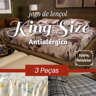 Jogo de Lençol Premium King Size 3 Peças - Lançamento - Estampas Sortidas