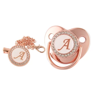 Rose Gold Baby Pacifier Com Letra De Nome Inicial , Ducha De Aniversário em Oferta na Shopee